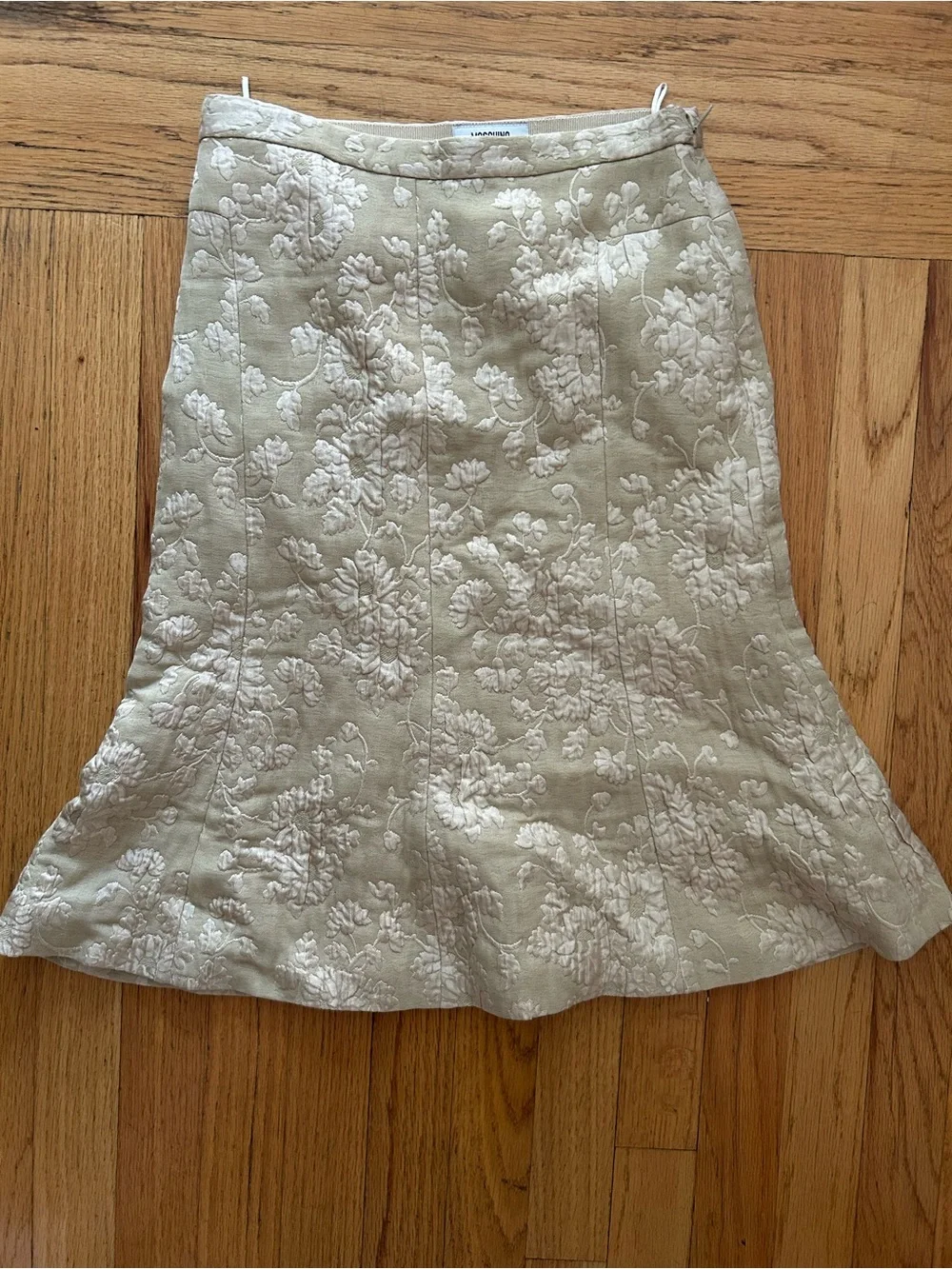 Moschino Beige brocade Floral A-Line Skirt